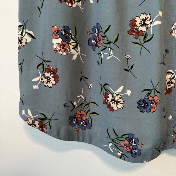 Floral Print Loft Womens Skirt XL Blue Elastic Waist Knee-Length - Picture 6 of 6